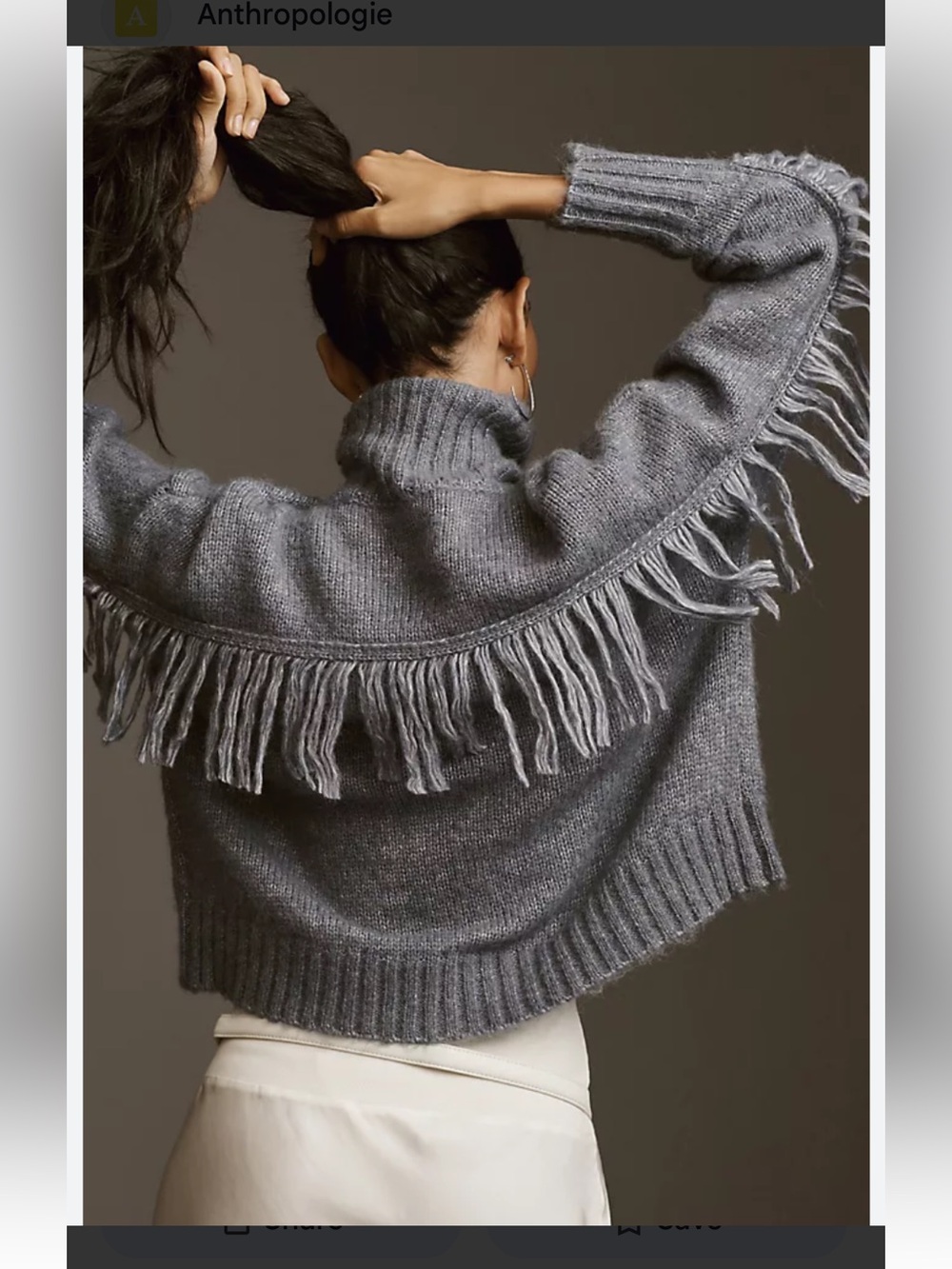 Line & Dot Grey Fringe Turtleneck Sweater